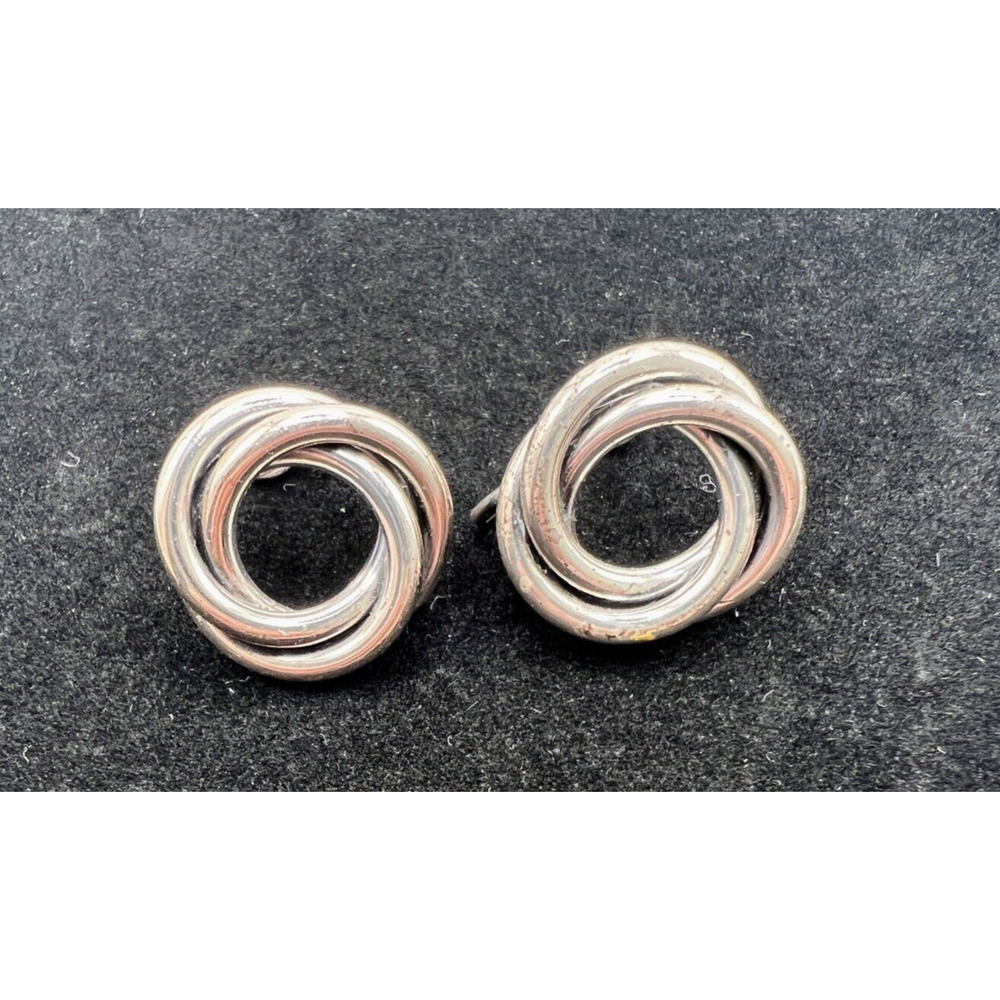 Sterling Silver Vintage BEAU Love Knot Screw Back Earrings Non Pierced